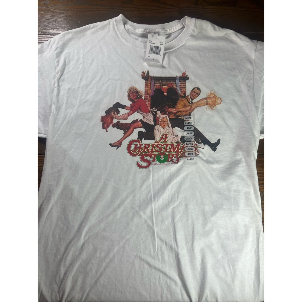 NEW A Christmas Story White Graphic Tee Size Large T-Shirt Fruit Of The Loom NWT